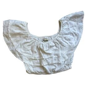 Show me your MuMu - white cotton crop top- off the shoulder small- minimalist